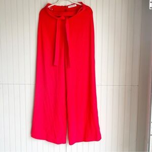 Amanda Uprichard Size M Bright Orange Wide Leg Belted Pants Trousers NEW!